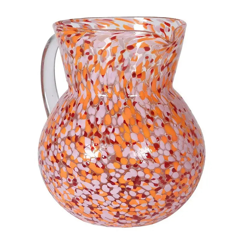 Confetti Glass Jug Pink & Orange - 2 x 15cm - Jug