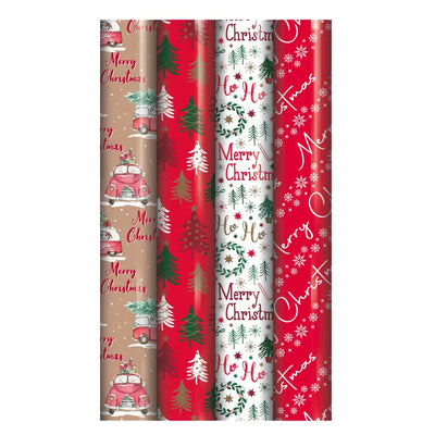 Contemporary Christmas Gift Wrap 7m Roll - (4 Designs - 1