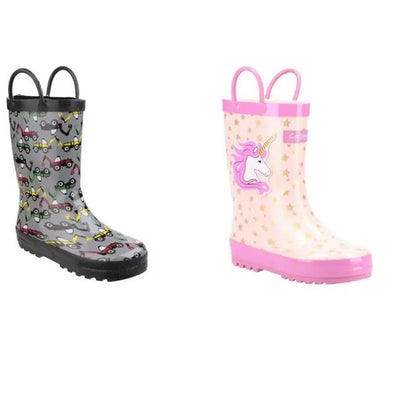 Cotswold Kids Puddle Boots - Digger & Unicorn Design