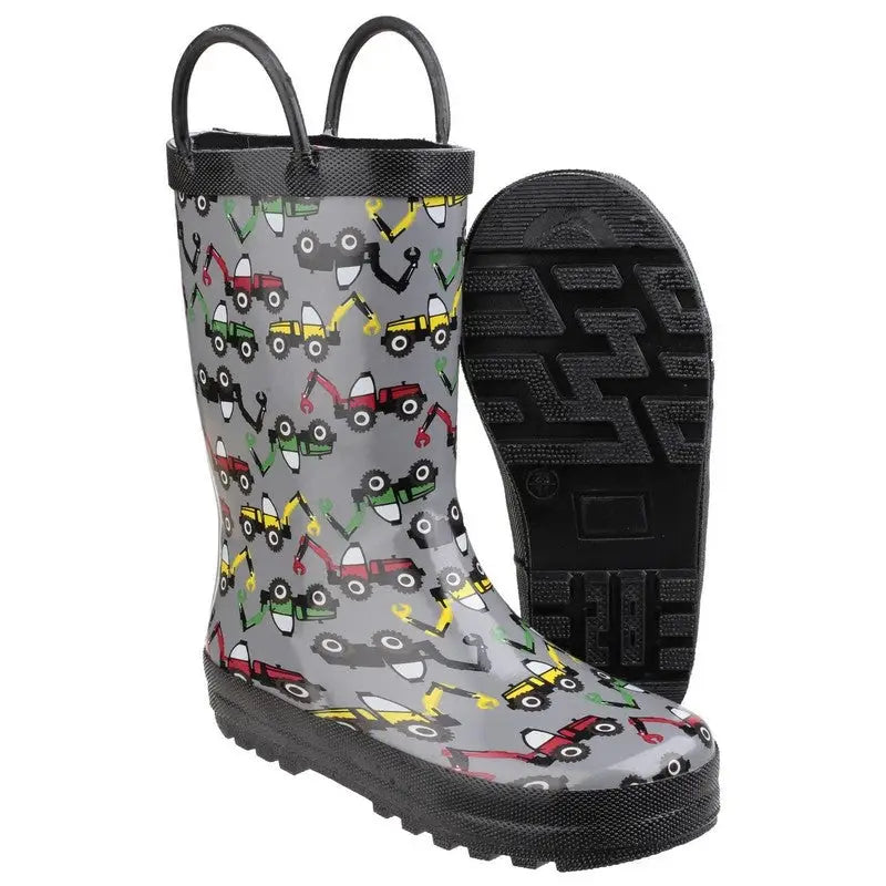 Cotswold Kids Puddle Boots - Digger & Unicorn Design