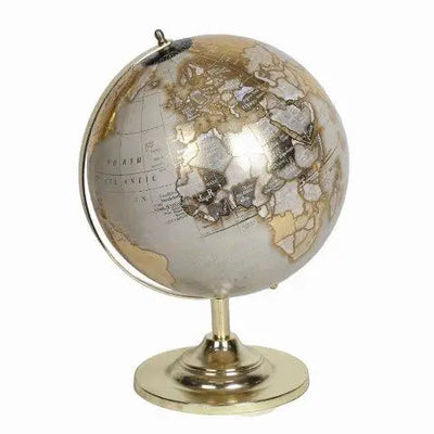 Cream Globe With Gold Detail on Gold Stand 35cm - Homeware