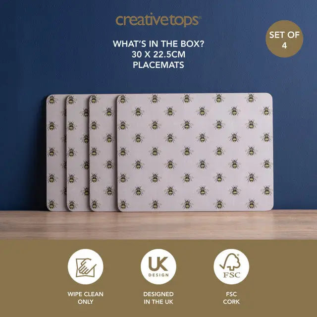 Creative Tops Bee Print Coasters / Placemats - Giftware >>