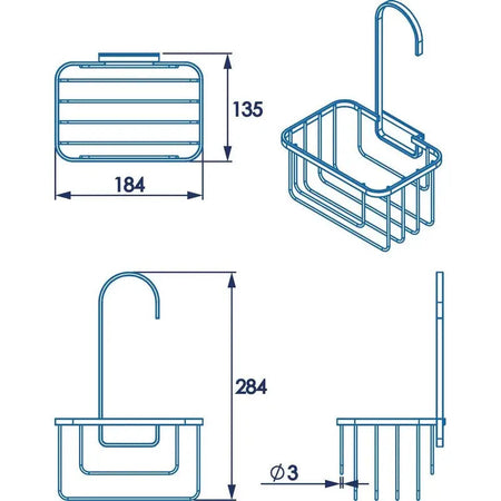 Croydex Shower Riser Rail And Caddy - Chrome - Homeware