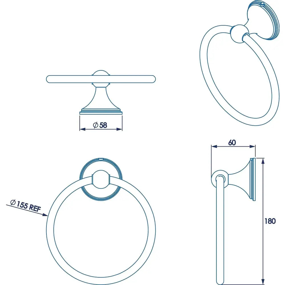 Croydex Westminster Towel Ring 180 x 160 x 60mm - Homeware