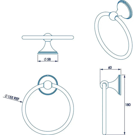 Croydex Westminster Towel Ring 180 x 160 x 60mm - Homeware