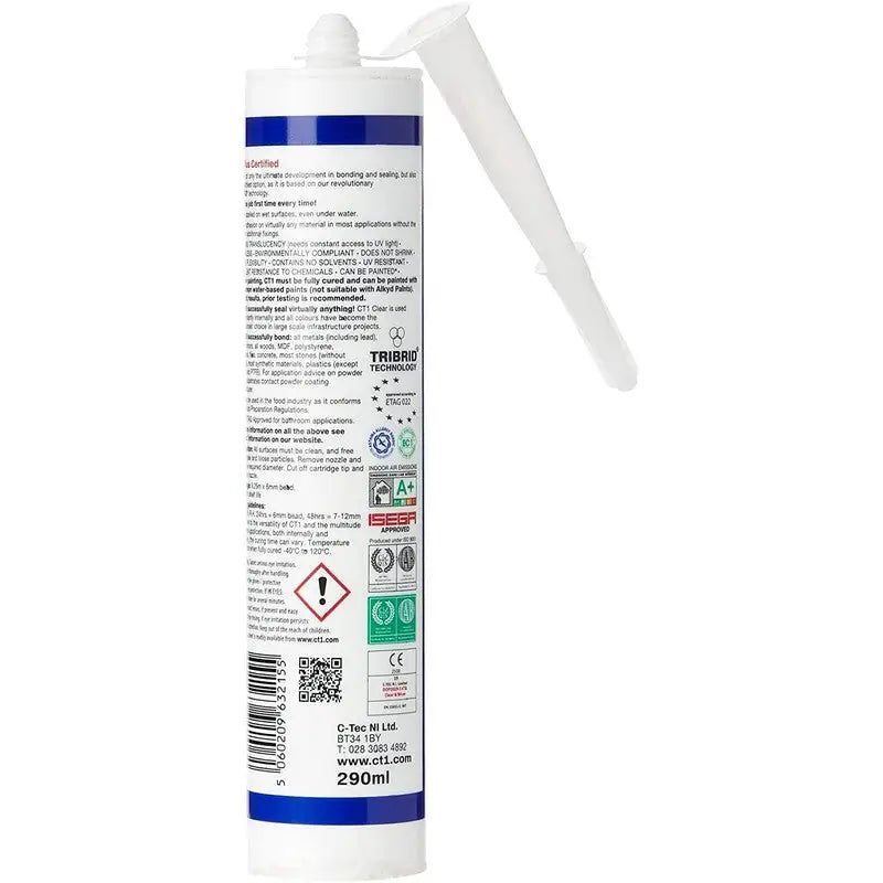CT1 Sealant & Adhesive Cartridge 290ml - White - DIY Tools