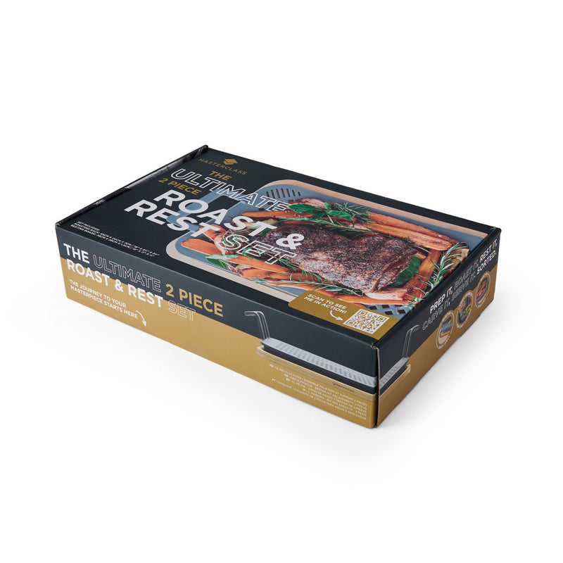 MasterClass 2 Piece Roast And Rest Set With Handles, Silicone Rack Resting Board To Carve and Serve