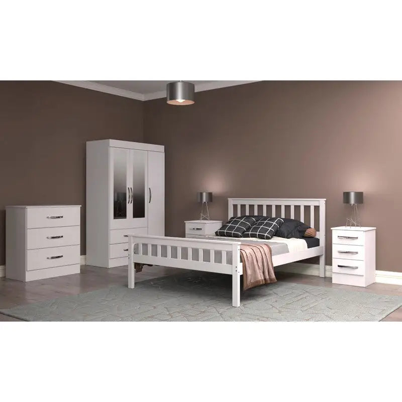 Dallas White Wooden Bed Frame - 3ft Single - Furniture >>