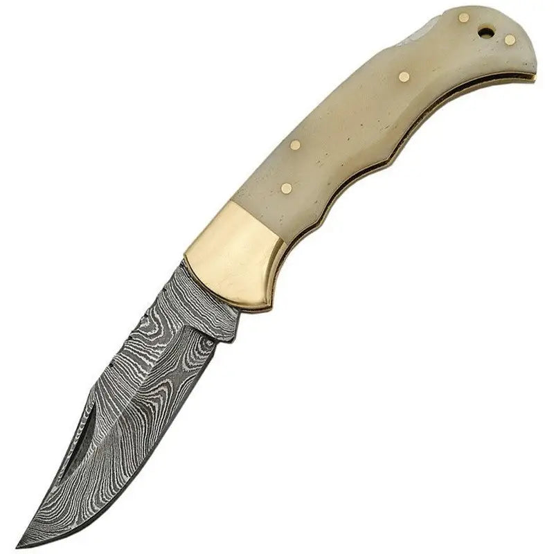 Damascaus Lockback Bone Handle Pen Knife - Camel Bone - DIY