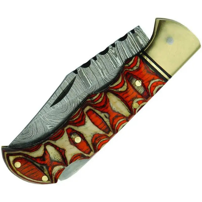 Damascaus Twisted Lockback Wood Handle Pen Knife - DIY