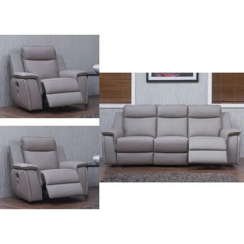 Dark Grey Luxury Full Leather Reclining Sofa