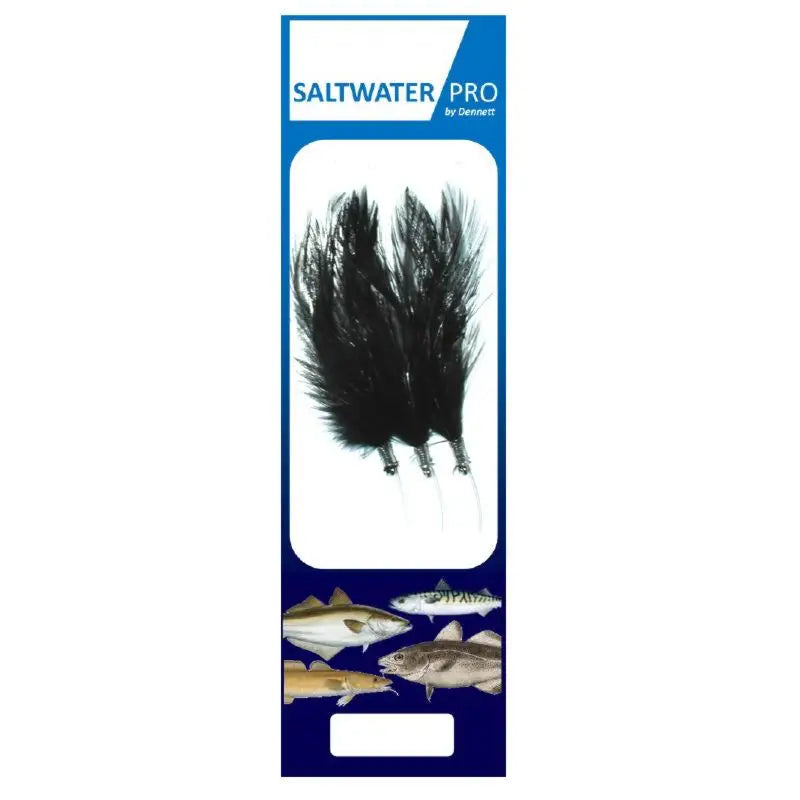 Dennett 3 Hook Black Feather Size 1/0 - R317B3 - Fishing