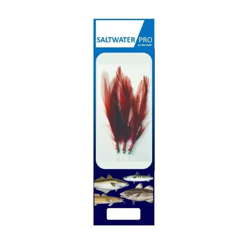 Dennett 3 Hook Red Feather Size 1/0 R317R3 - Fishing