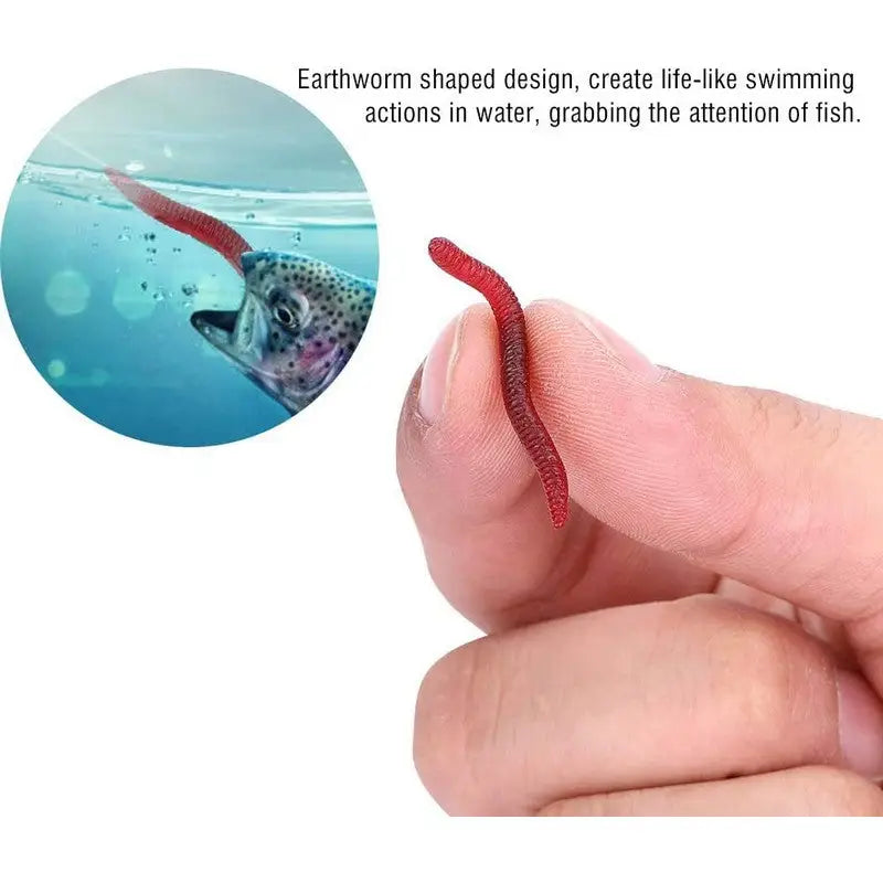 Dennett Black / Blood Red Worm Imitation Fishing Bait -