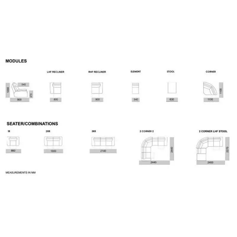 Dillion Fabric Reclining Sofa Range - Grey / Smoke /