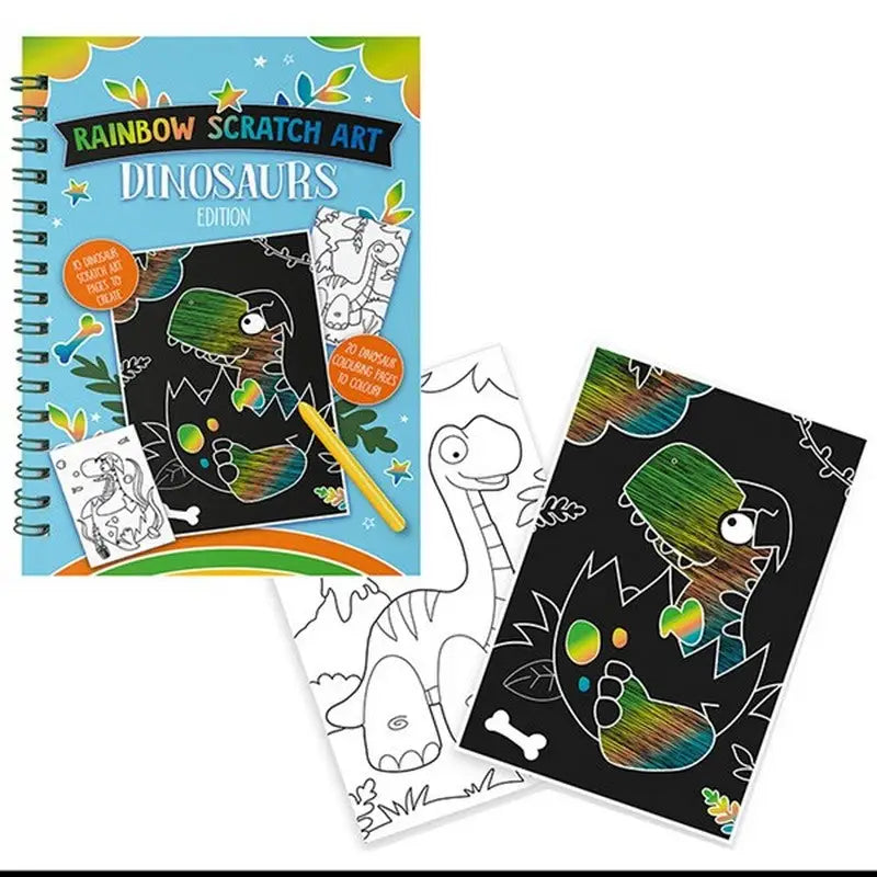 Dino Scratch Art & Colouring Book - Stationary