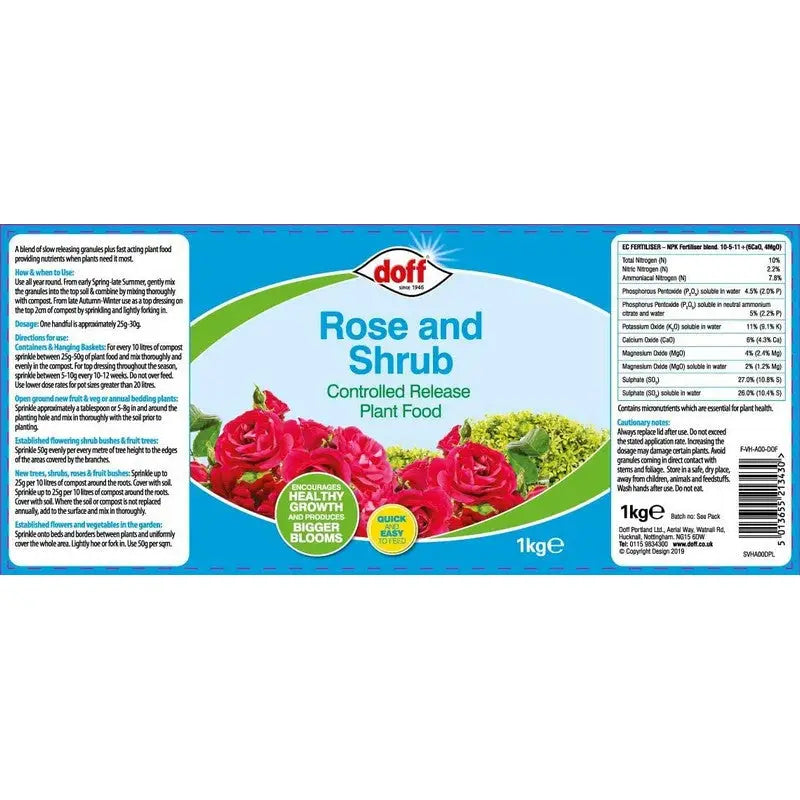 Doff Rose & Shrub Continuous Release Plant Food 1kg - Plants