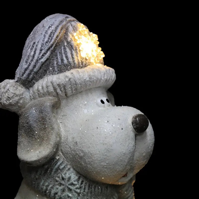 Dog With Grey And White Hat And Scarf LED 40cm Battery
