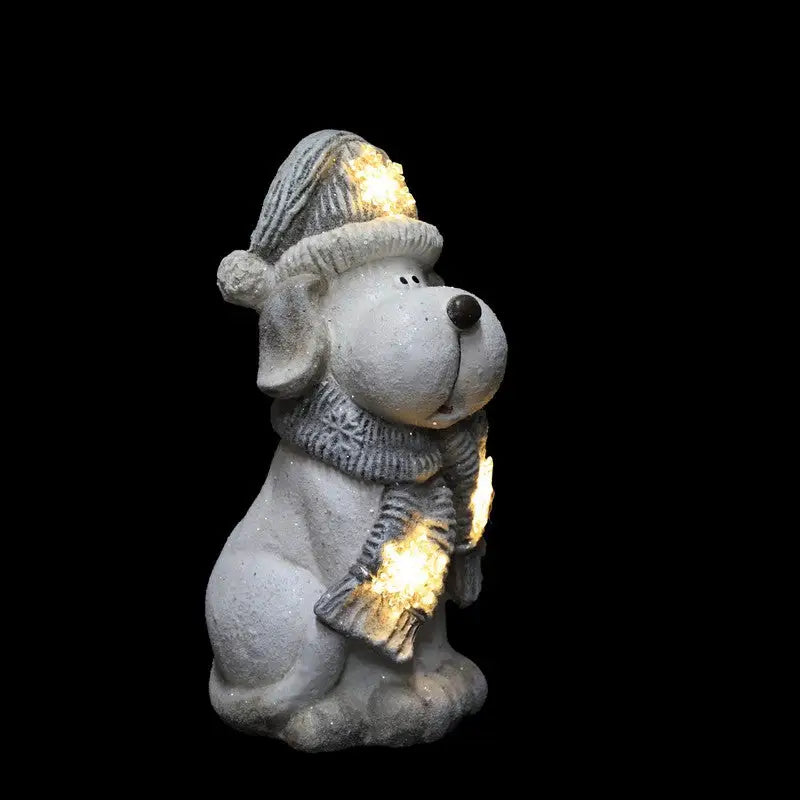 Dog With Grey And White Hat And Scarf LED 40cm Battery