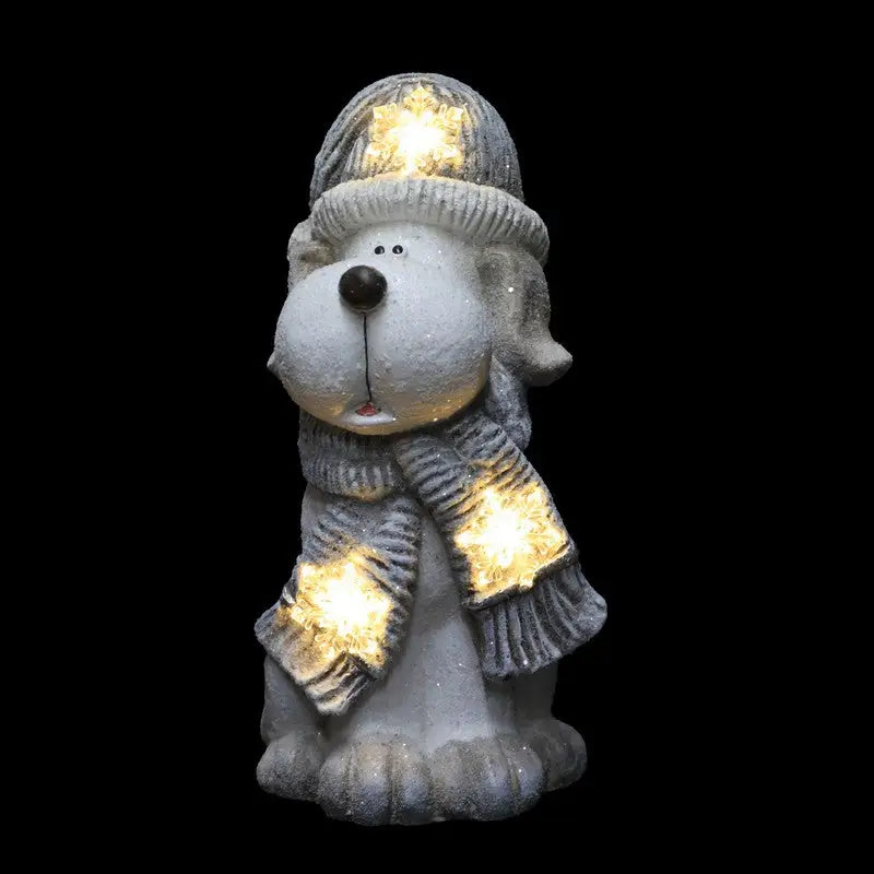 Dog With Grey And White Hat And Scarf LED 40cm Battery