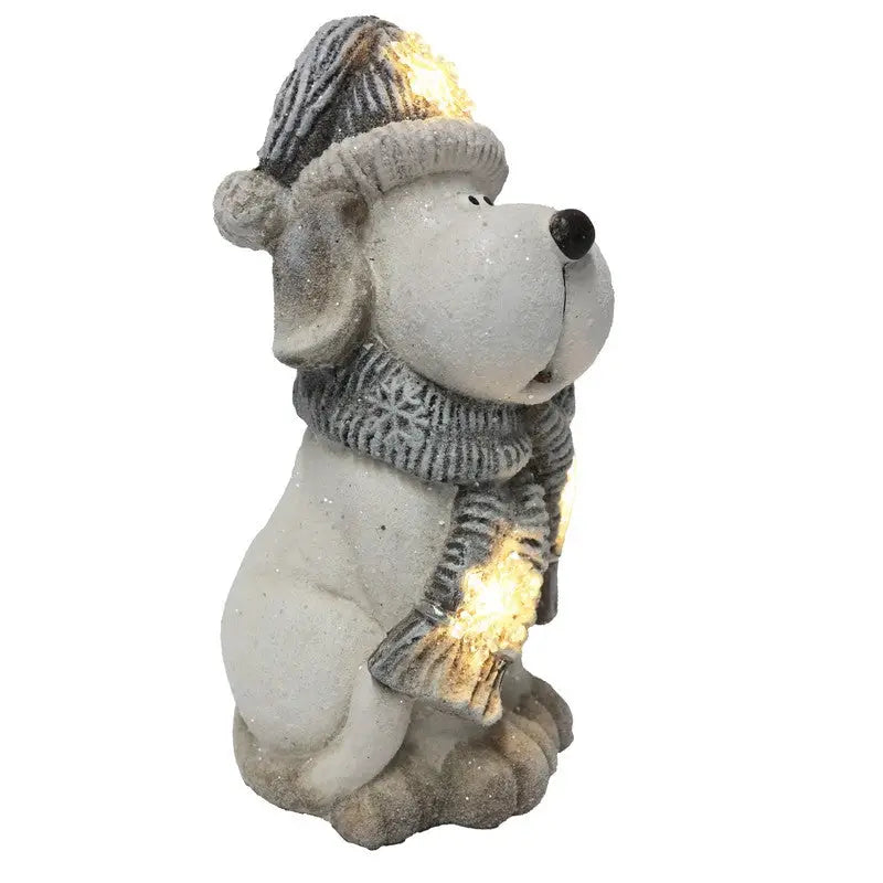 Dog With Grey And White Hat And Scarf LED 40cm Battery