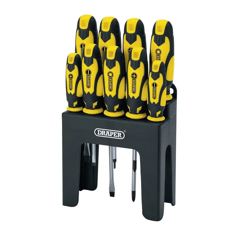 Draper Soft Grip Screwdriver Set In Stand - 9 Piece Set