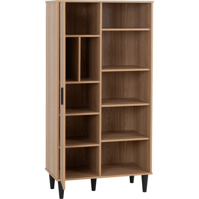 Tessa 1 Door Natural Oak Effect Bookcase - 830 x 400 x 1600mm