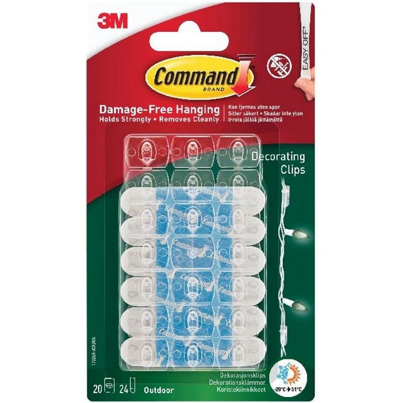 Command Clear Small Decorating Clips For Indoor or Outdoor Use - 20 Pack