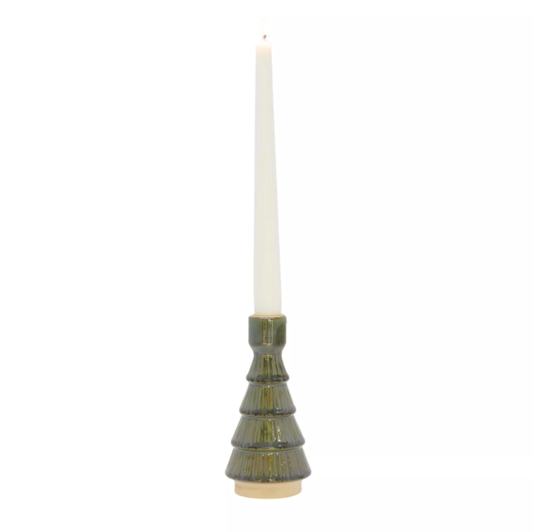 Ceramic Candle Holder - Grey & Green Tree Available