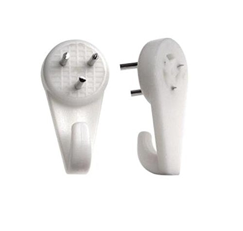 Plastic Hardwall Medium Picture Hooks - 3 Pin White 4pk