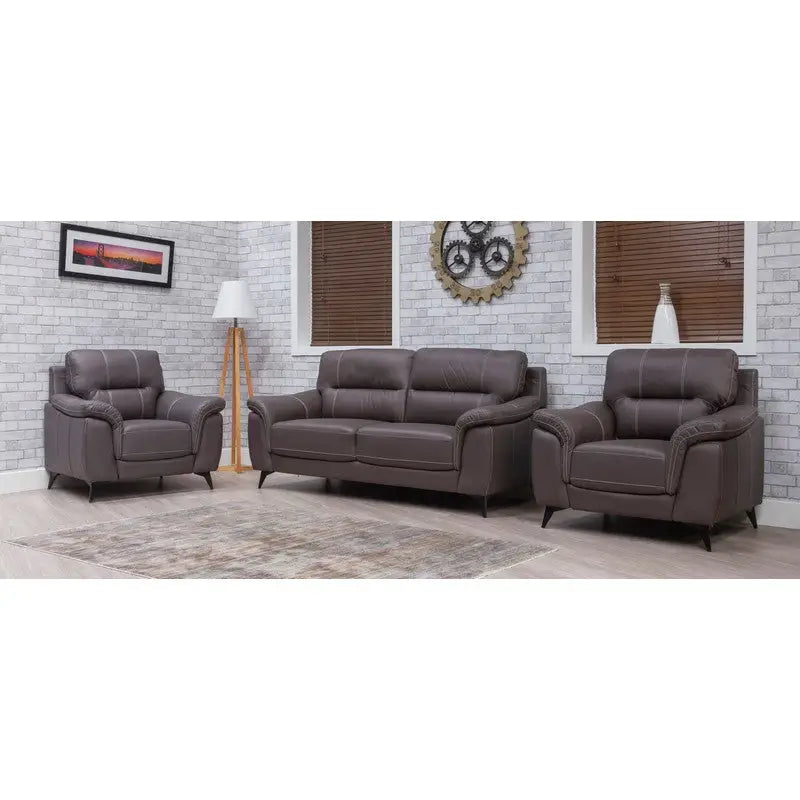 Ella Static Fabric Sofa Range - Brown 3+1+1 Set Furniture