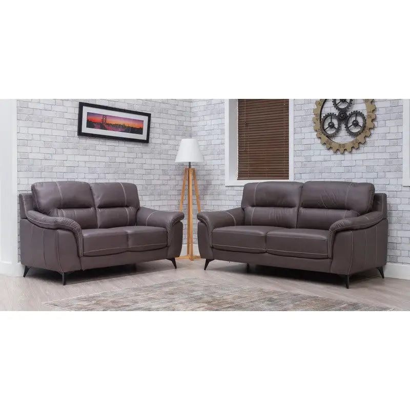 Ella Static Fabric Sofa Range - Brown 3+2 Set Furniture