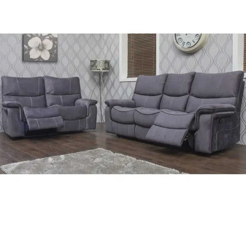 Emilio Fabric Reclining Sofa Range - Hazel / Grey Available