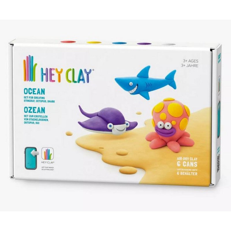 Tomy Hey Clay Plastercine 6 Can Set - Animals / Dinosaurs / Oceans