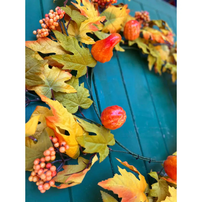 Enchante Berry Maple Leaf & Pumpkin Wreath 74cm - Autumn