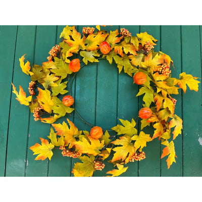 Enchante Berry Maple Leaf & Pumpkin Wreath 74cm - Autumn
