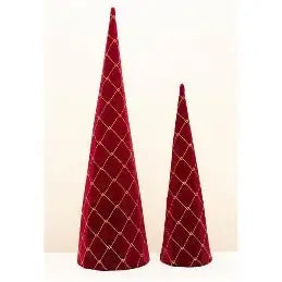 Enchante Burgundy & Gold Velvet Conicals Set Of 2 - 60cm -