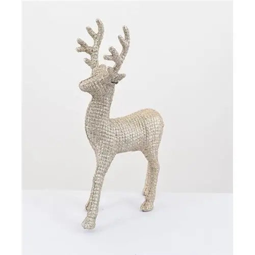 Enchante Champagne Sparkle Standing Reindeer - 33 x 22 x