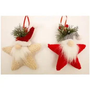 Enchante Cosy Santa Star Hanger 2 Assorted Bauble (1 SENT) -