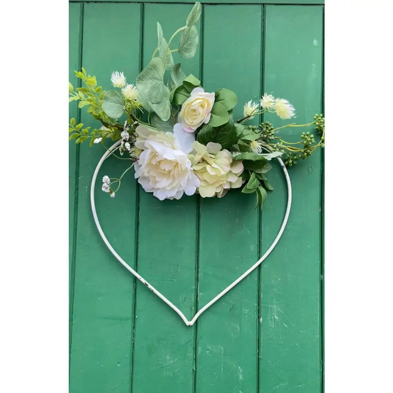 Enchante Cream Peony Heart Wreath Hanger 40cm - Wreaths
