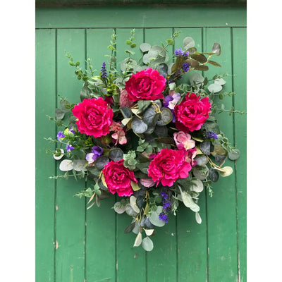 Enchante Dressed Deep Pink Floral Wreath - 60cm - Home &