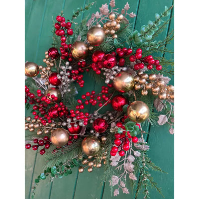Enchante Festive Sparkle Red & Gold Large Wreath 55cm -