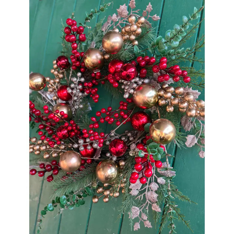 Enchante Festive Sparkle Red & Gold Large Wreath 55cm -
