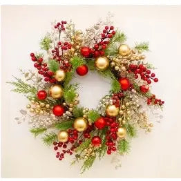 Enchante Festive Sparkle Red & Gold Large Wreath 55cm -