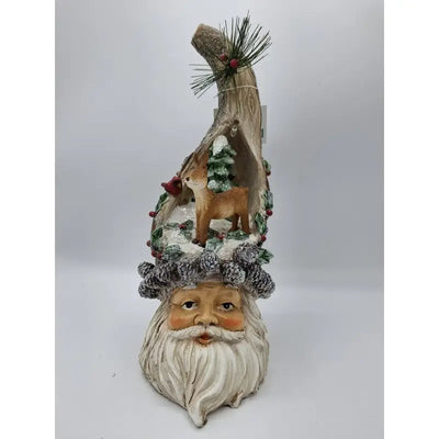 Enchante Frosted Forest Santa Head With Lights Seasonal >>