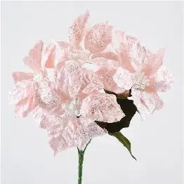 Enchante Glittered Velvet Poinsettia Bush X 5 Pink -