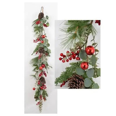 Enchante Luxury Berry & Red Bauble Garland 150cm - Christmas