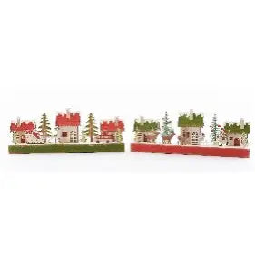 Enchante Merry House Scene Wooden With Lights (2 Designs - 1