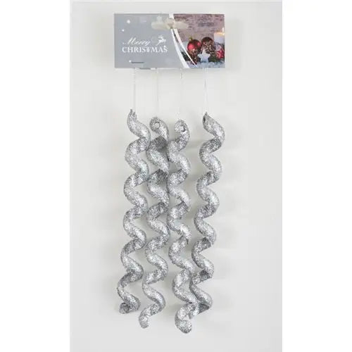 Enchante Silver Sparkle Spiral Hanger 4Pack Bauble -