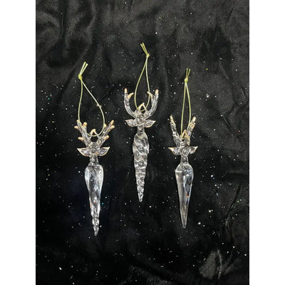 Enchante Stag Droplet Glass Hanger Bauble (Set Of 3